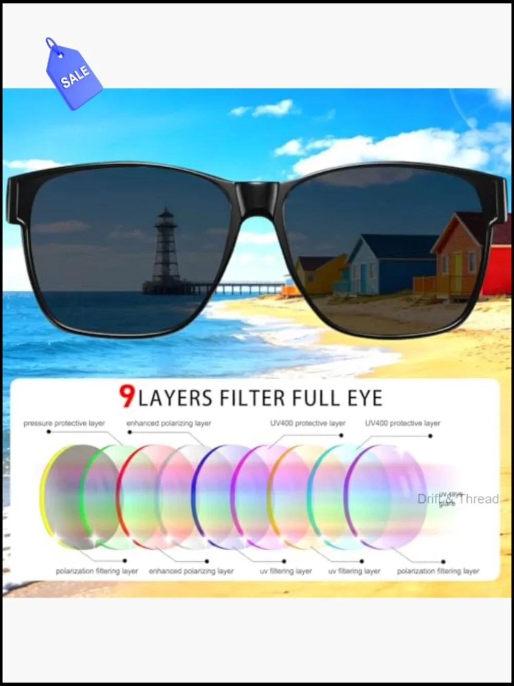 Fit Over Sunglasses Polarized Oversized UV400 Protection for Driving Square